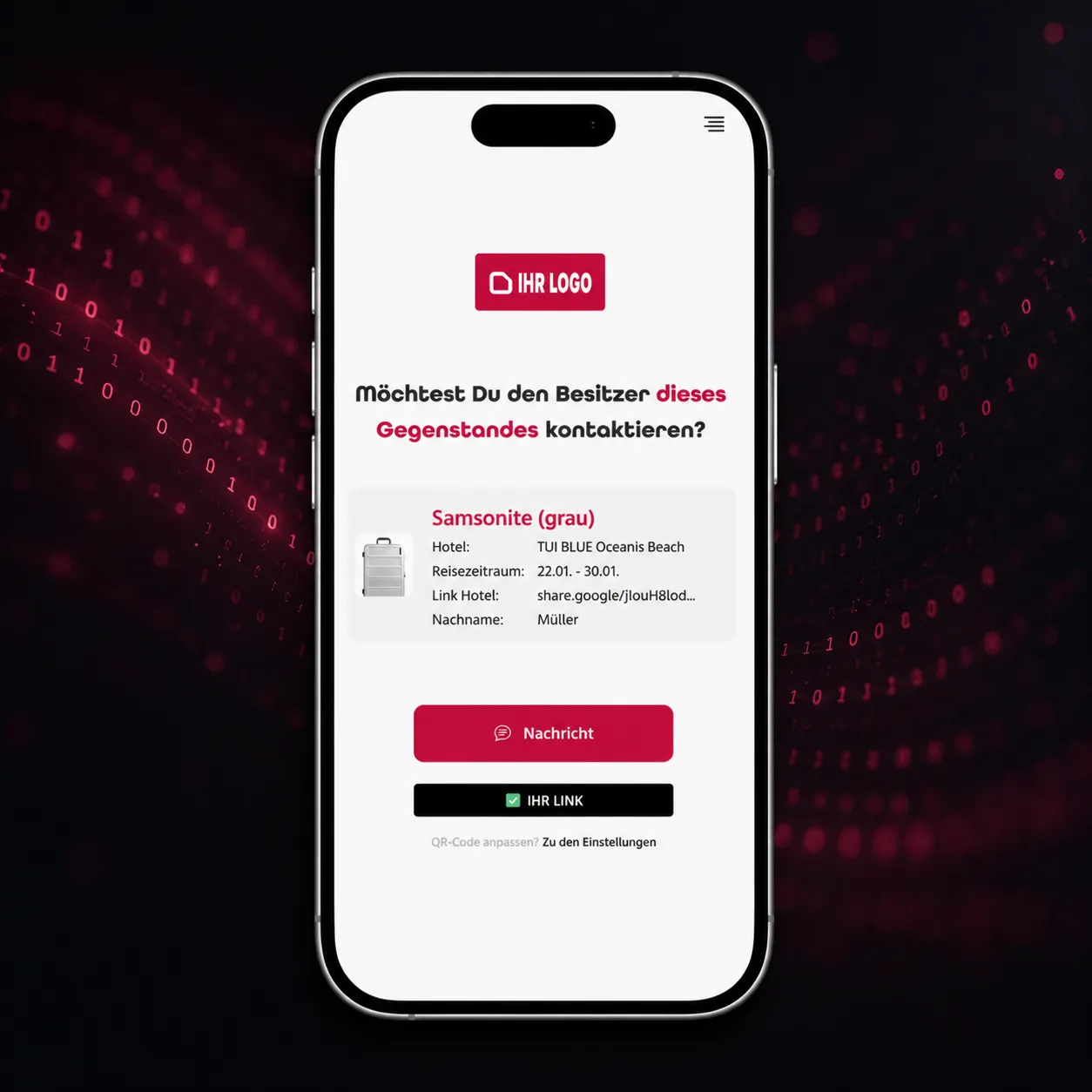 Kontaktfunktion per hiddencontact – Kofferanhänger
