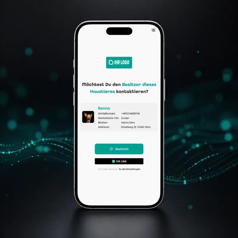 Smartphone mit hiddencontact Kontaktfunktion für Haustiere