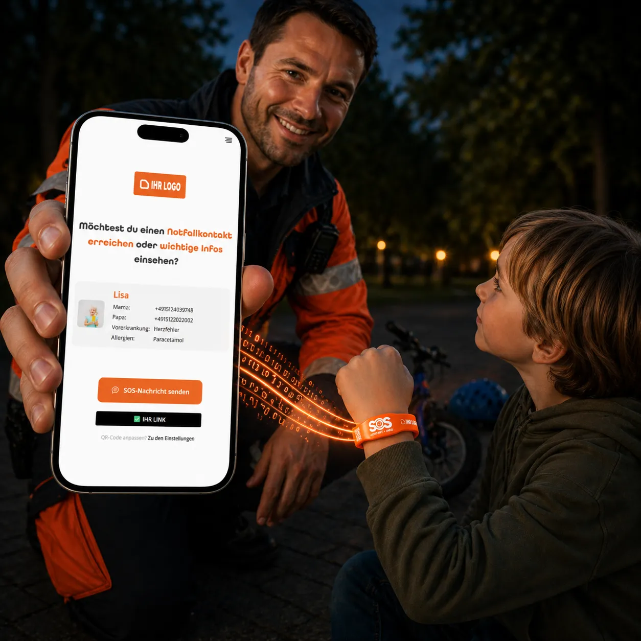 Rettungssanitäter mit SOS-Armband